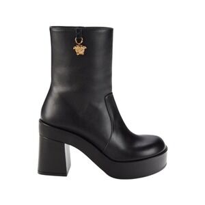 Versace Medusa $1,575 Platform Boots Black Leather‎ Size 41/US 11 Block Heel